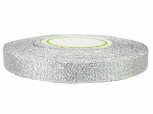 Wstążka tasiemka brokatowa 12mm srebrna