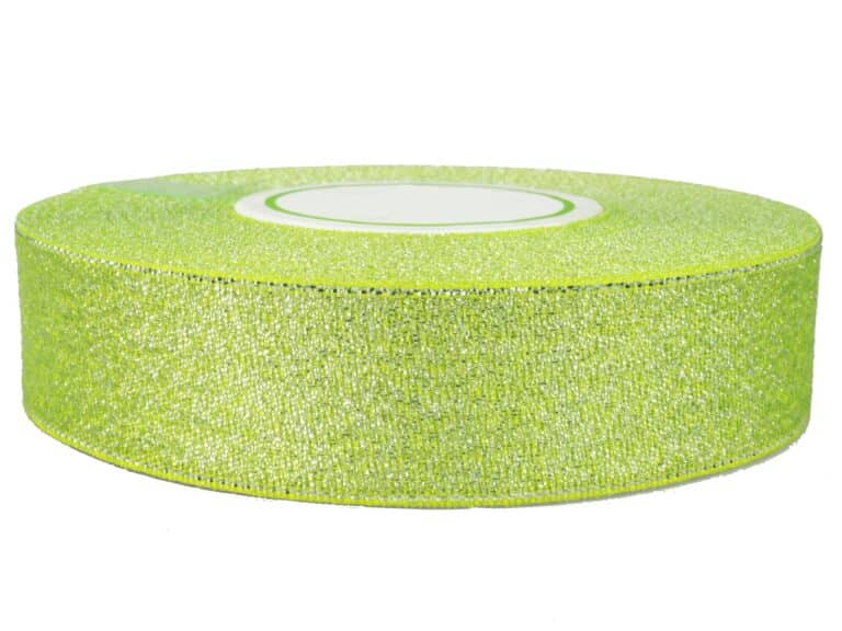 Wstążka tasiemka brokatowa 25mm jasnozielona