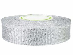 Wstążka tasiemka brokatowa 25mm srebrna