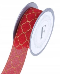 Wstążka Tkana Marokańska Koniczyna Red-Gold
