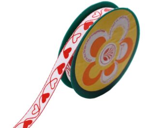 Wstążka Tkana Materiałowa Serca