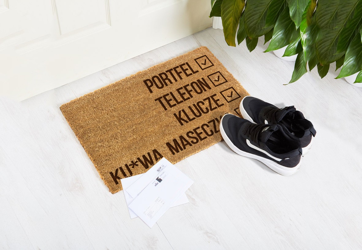 Wycieraczka PORTFEL TELEFON KLUCZE KU*WA MASECZKA