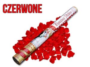 Wystrzałowe konfetti 60cm czerwone płatki róż