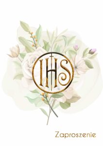 Zaproszenia Komunia Bukiet Kwiatów IHS