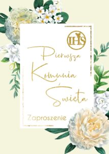 Zaproszenia Komunia Piwonie IHS