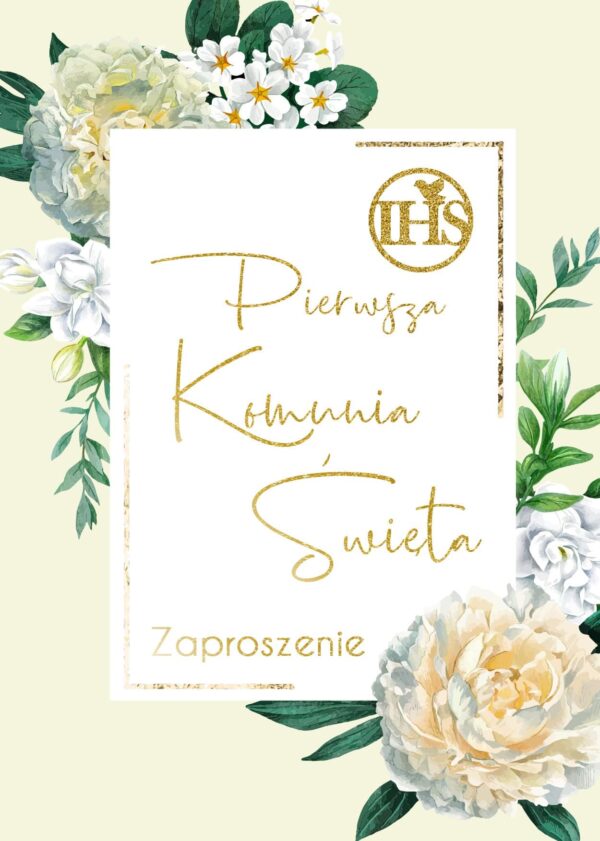 Zaproszenia Komunia Piwonie IHS