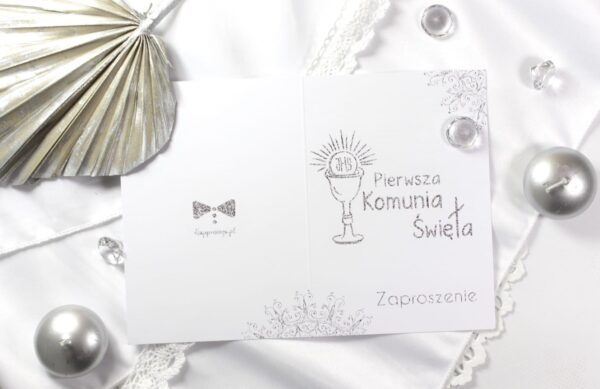 Zaproszenia Komunia Srebrny Kielich IHS