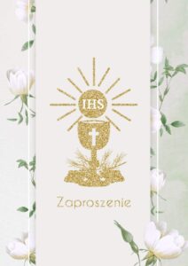 Zaproszenia Komunia Świece IHS
