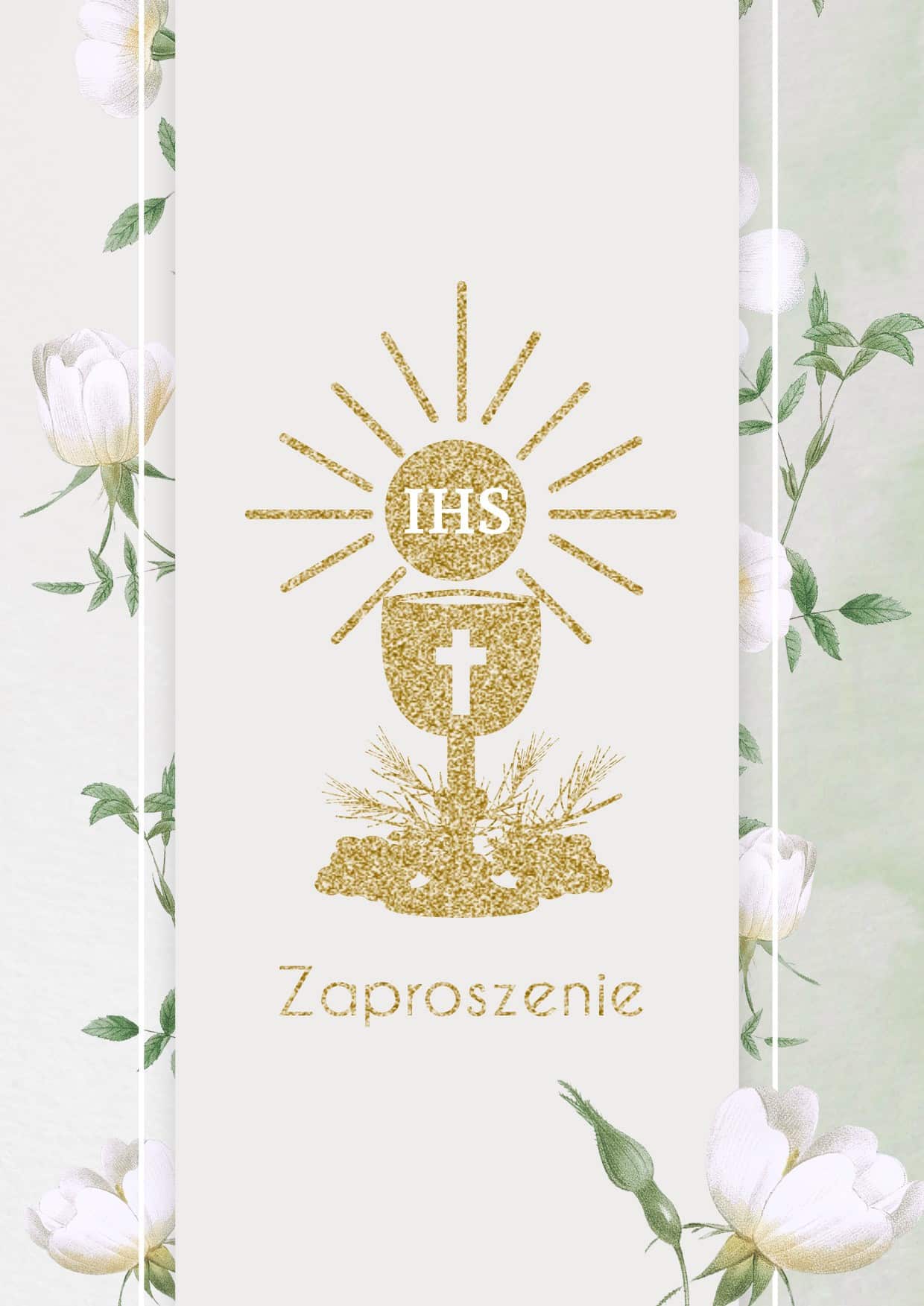 Zaproszenia Komunia Świece IHS