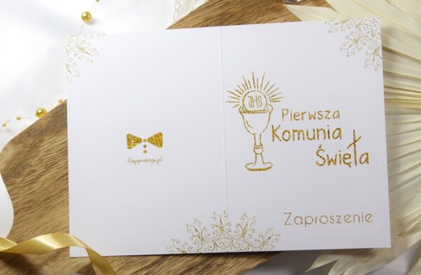 Zaproszenia Komunia Złoty Kielich IHS