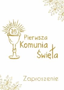 Zaproszenia Komunia Złoty Kielich IHS