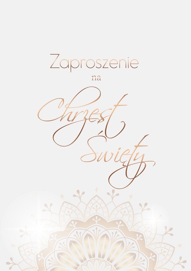 Zaproszenia na Chrzest Mandala, szary papier