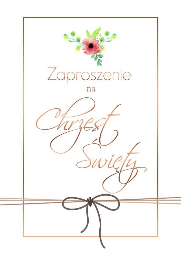 Zaproszenia na Chrzest Święty Rose Gold