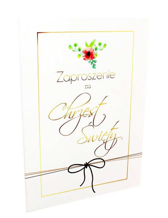 Zaproszenia na Chrzest święty Złote dodatki