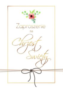 Zaproszenia na Chrzest święty Złote dodatki