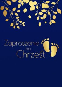 Zaproszenia na Chrzest Święty Złote liście