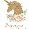 Zaproszenie Brokatowy Jednorożec
