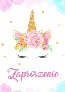Zaproszenie Jednorożec Pastelowe na Urodziny