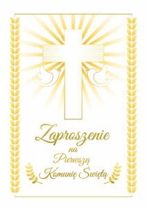 Zaproszenie Komunia Święta Złoty Krzyż
