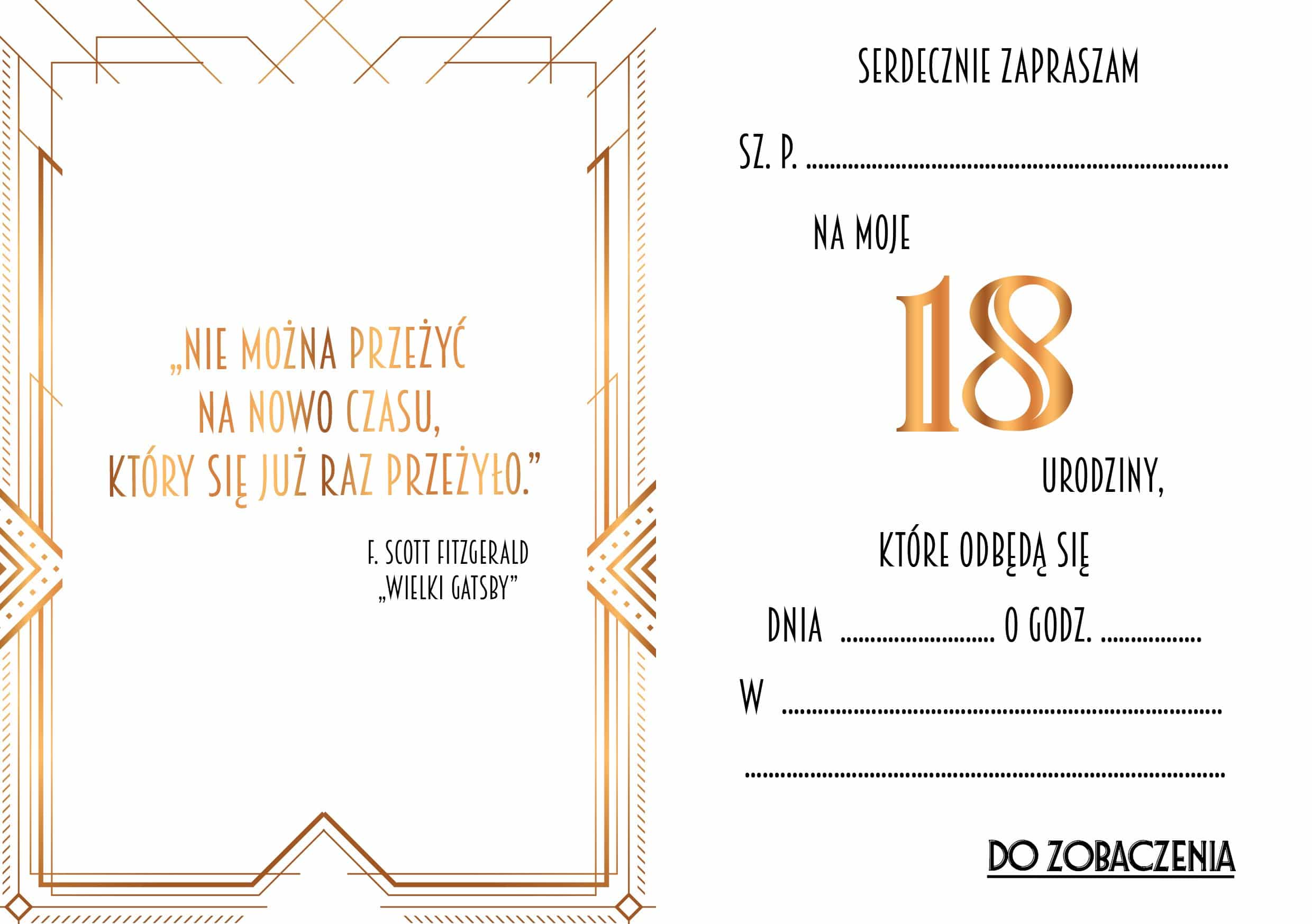 Zaproszenie na 18-stke Gatsby