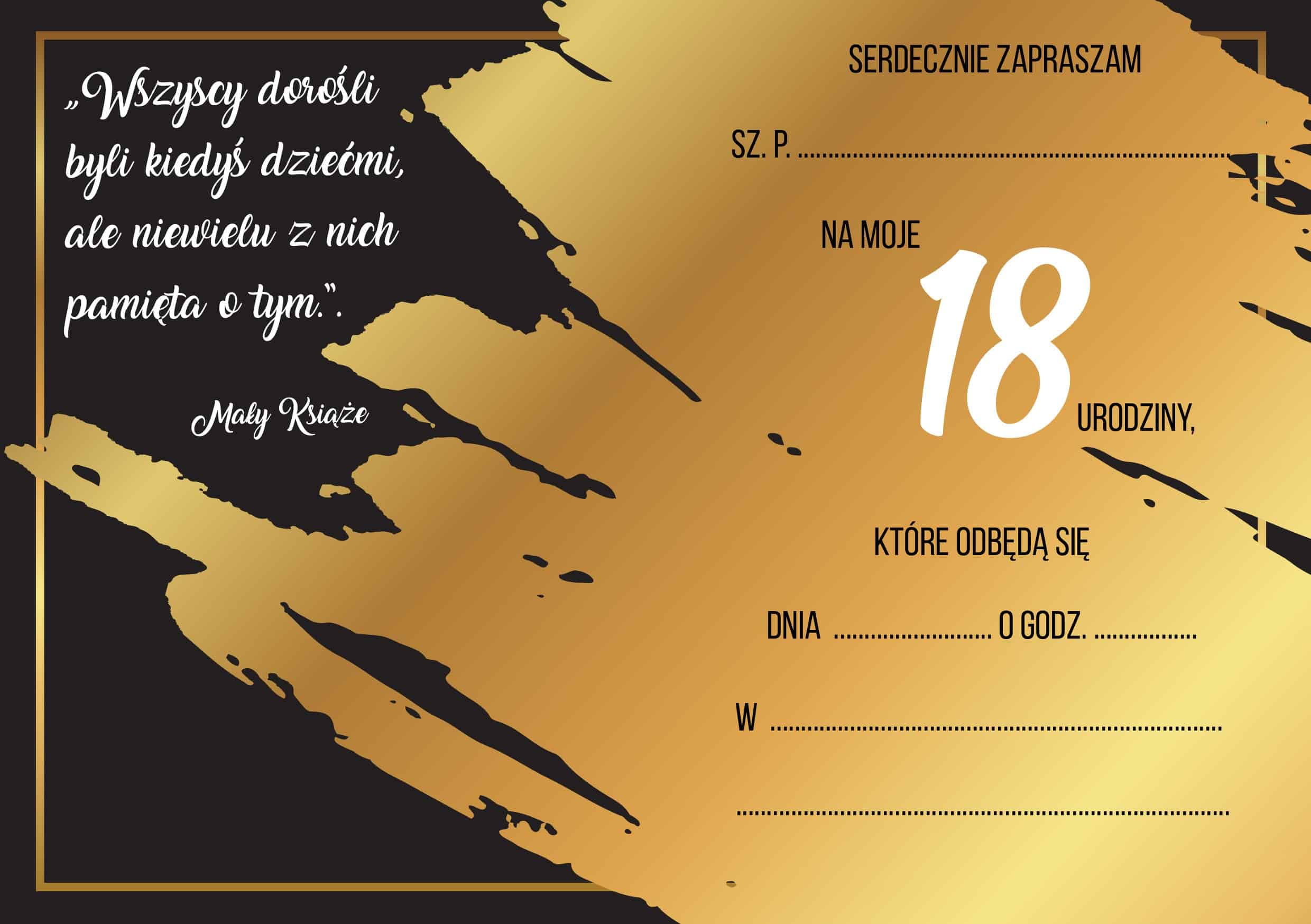 Zaproszenie na 18-stke Gold Blood