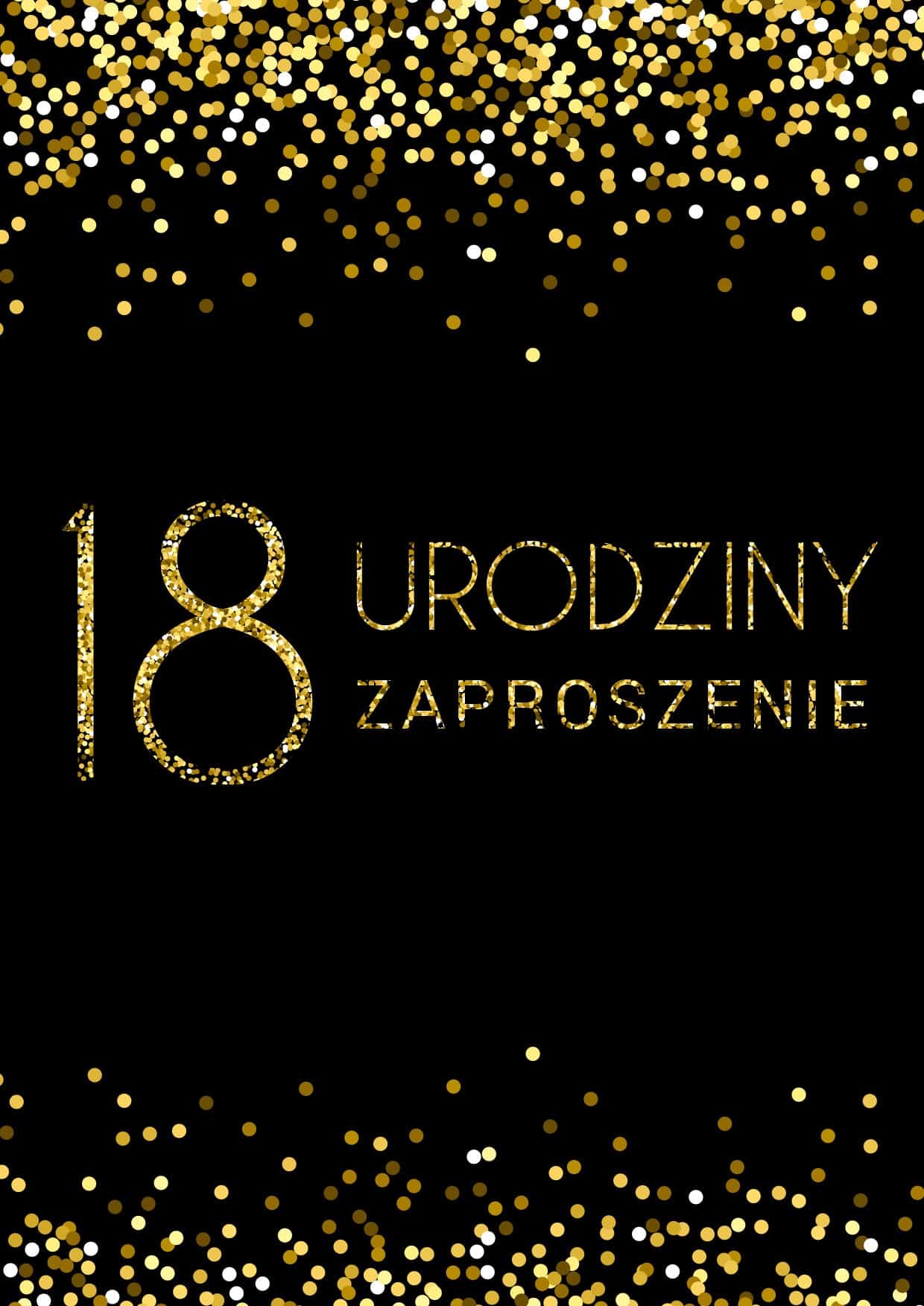 Zaproszenie na 18-stke Gold Confetti