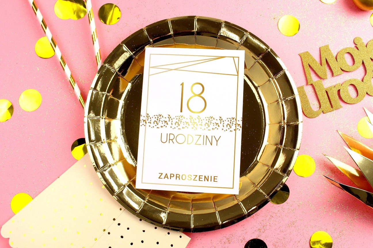 Zaproszenie na 18-stke Gold Geometric