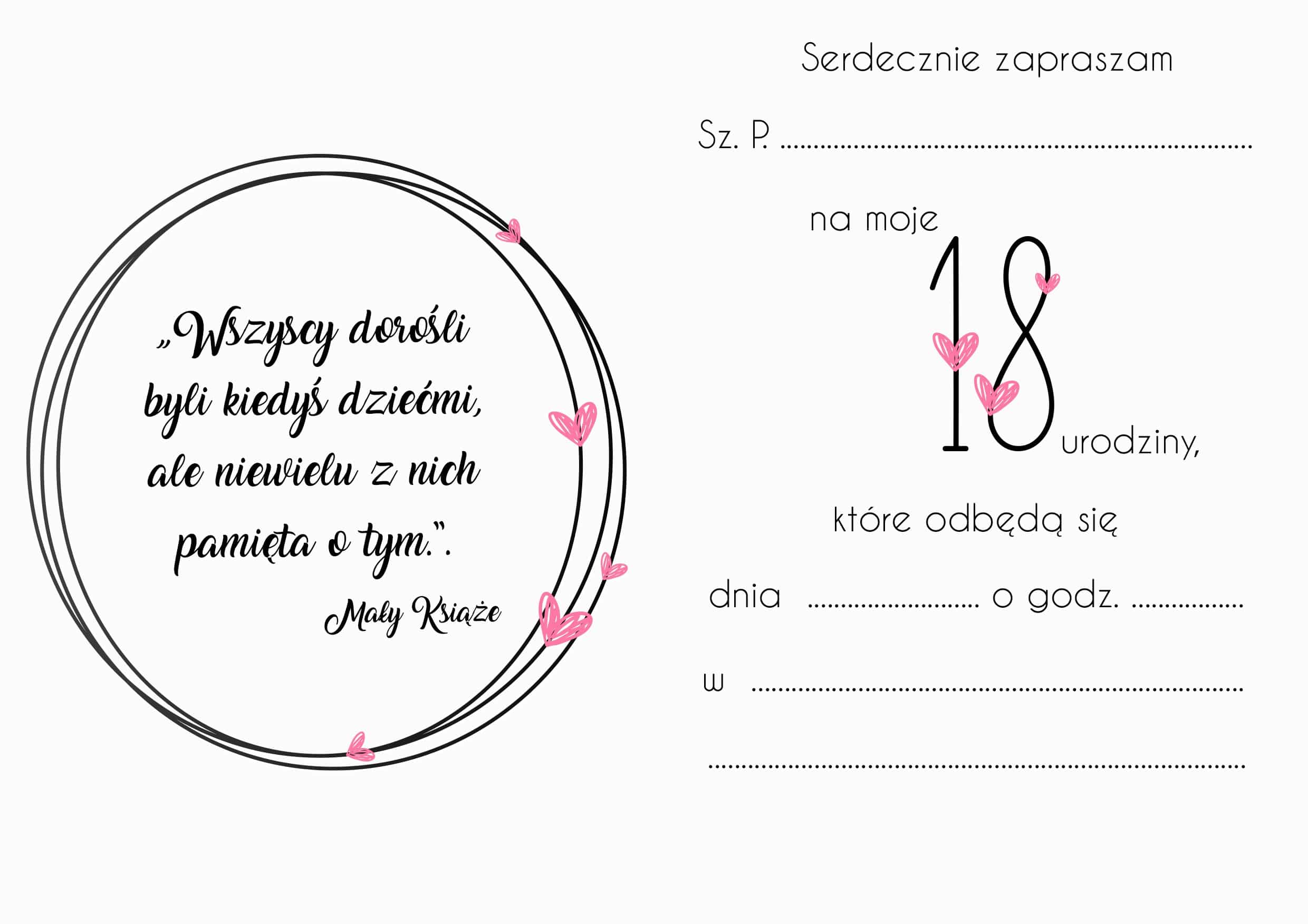 Zaproszenie na 18-stke Miłość Miłość
