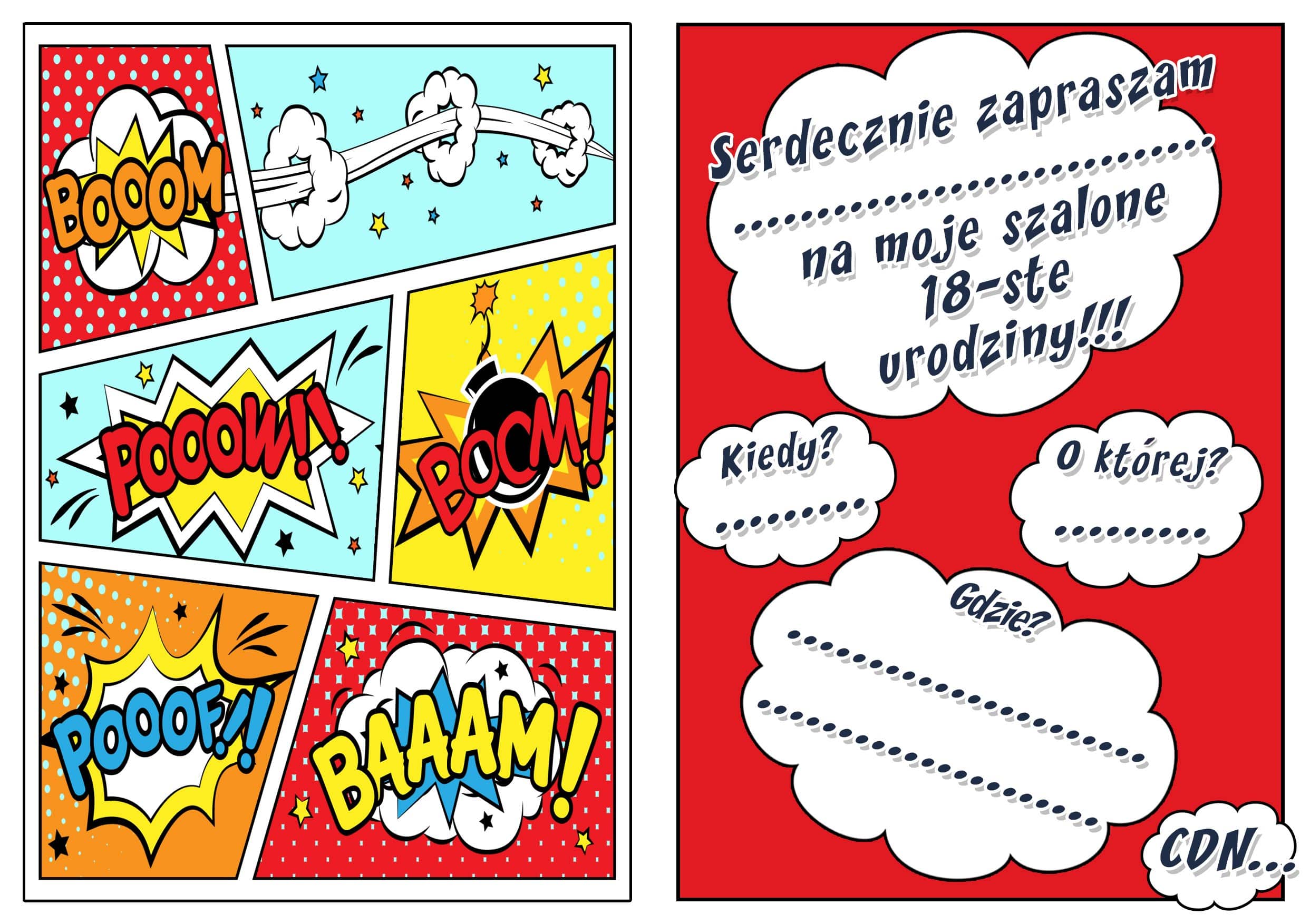 Zaproszenie na 18-stke PopArt On