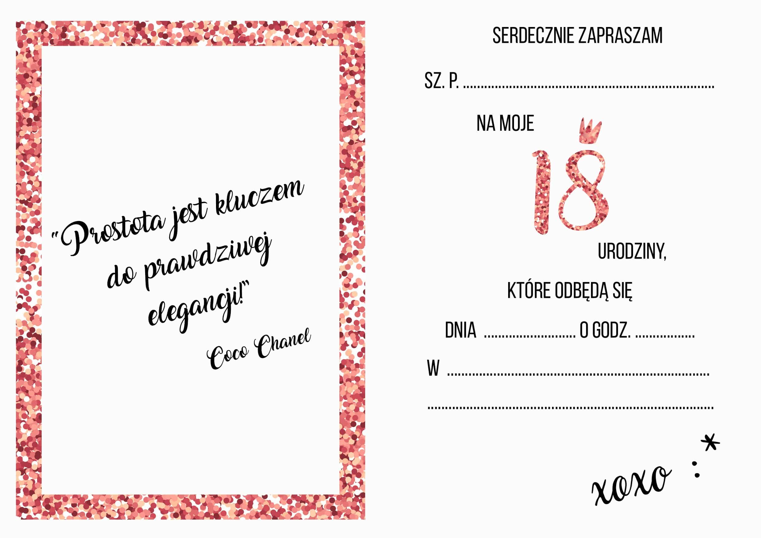 Zaproszenie na 18-stke Rose Gold Elegance