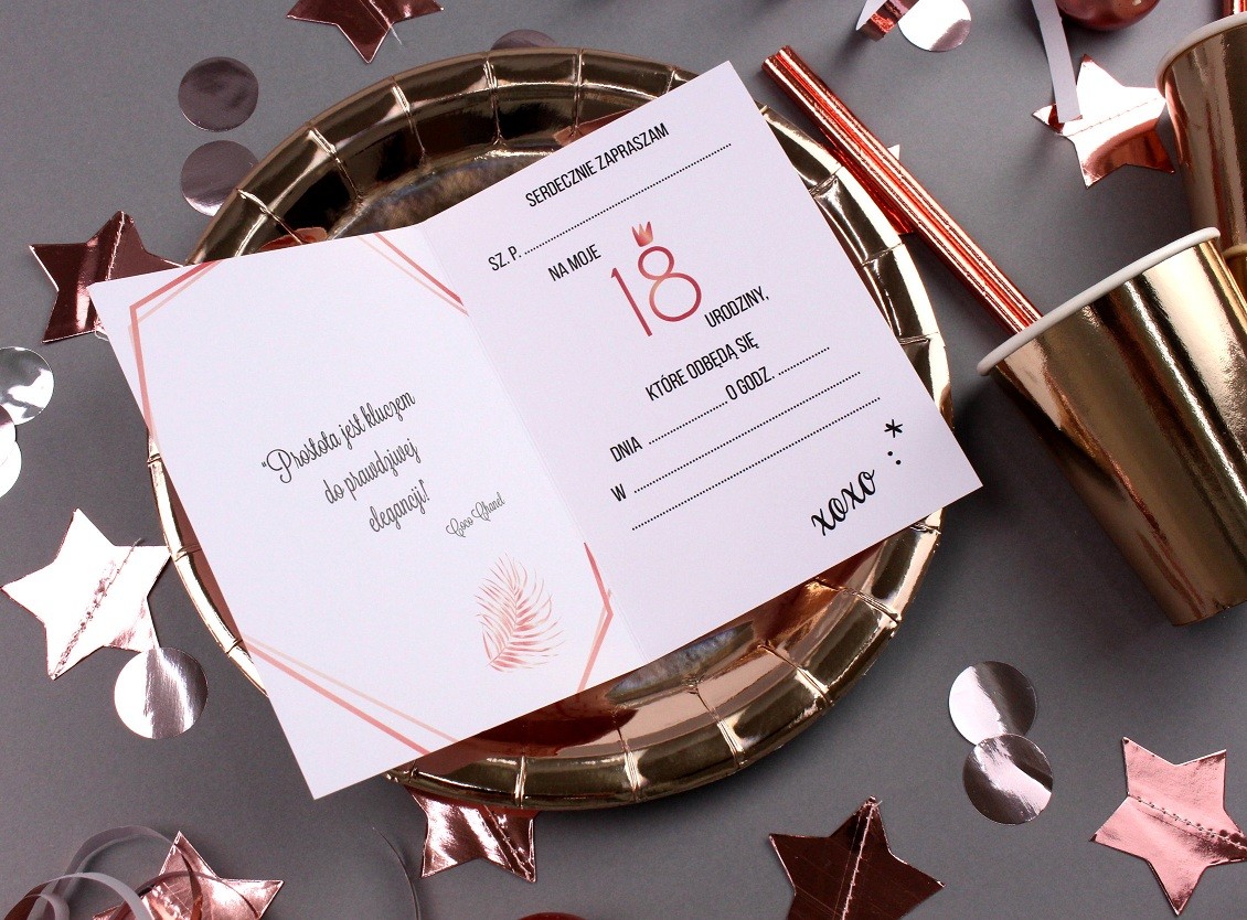 Zaproszenie na 18-stke Rose Gold Luxury