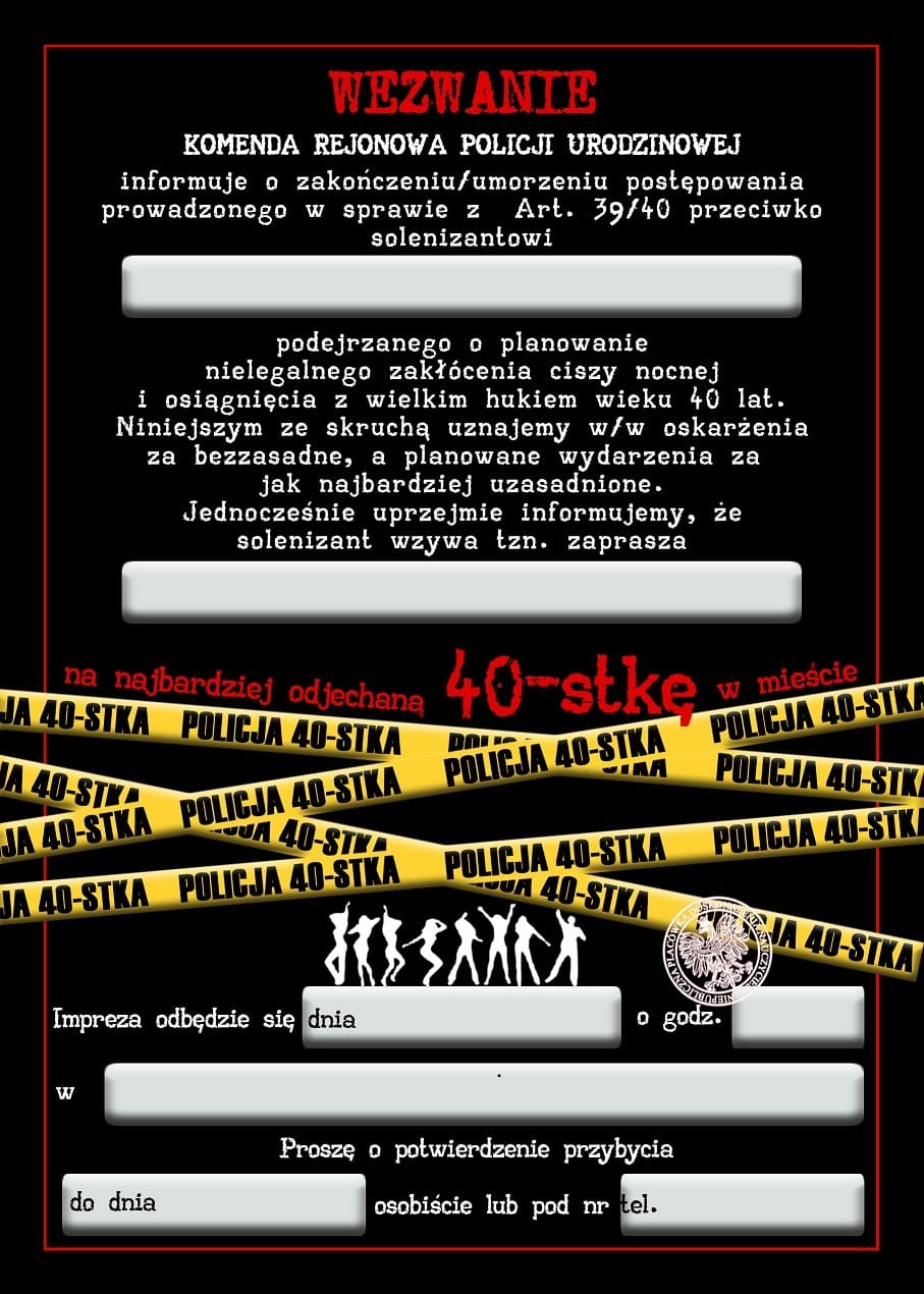 Zaproszenie na 40-stke Policja