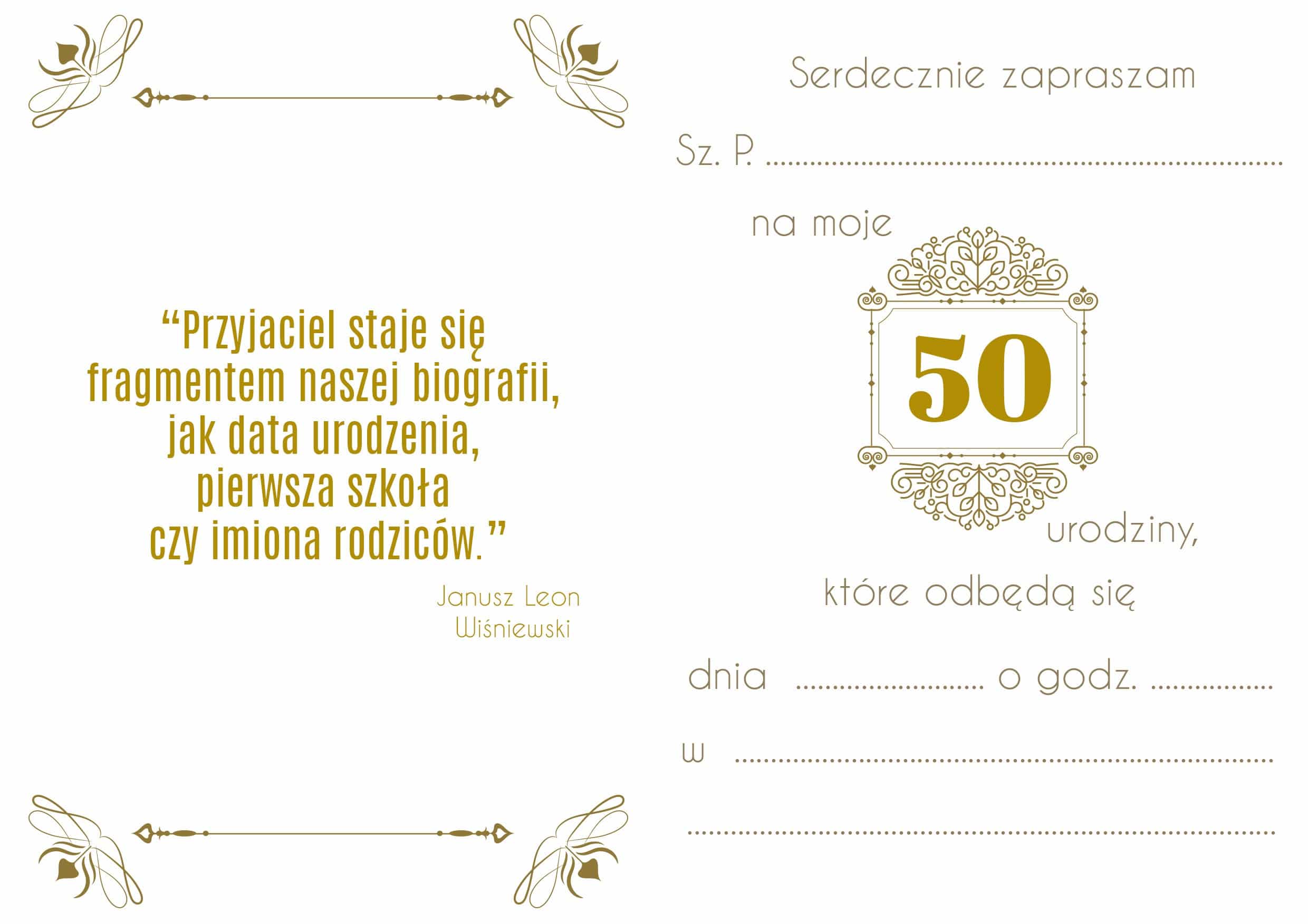 Zaproszenie na 50-te urodziny Gatsby