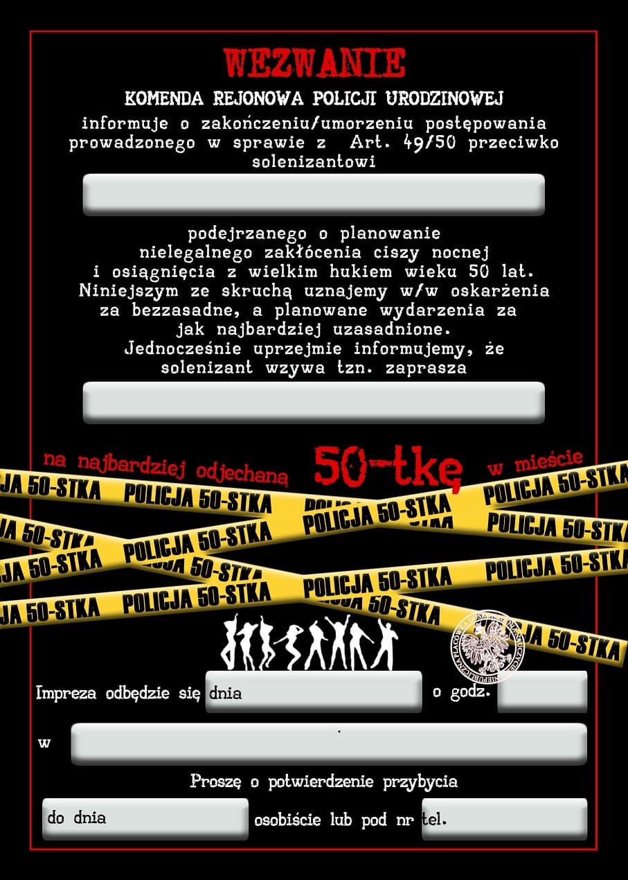 Zaproszenie na 50-tke Policja