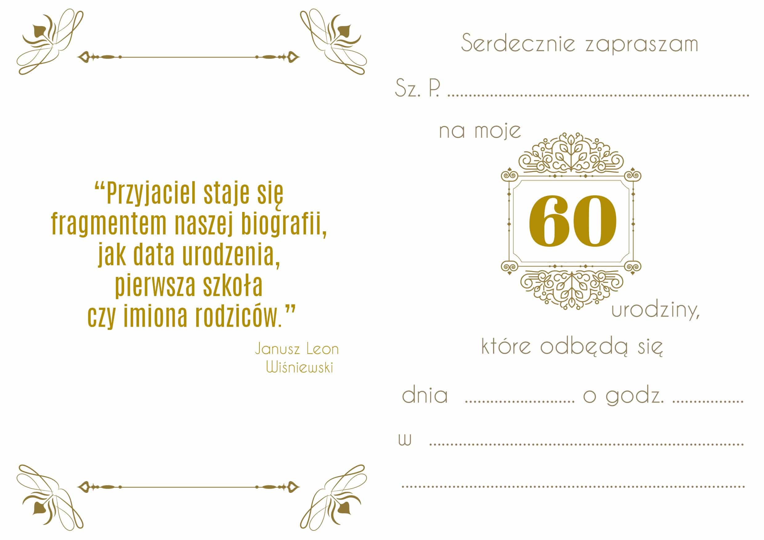 Zaproszenie na 60-te urodziny Gatsby