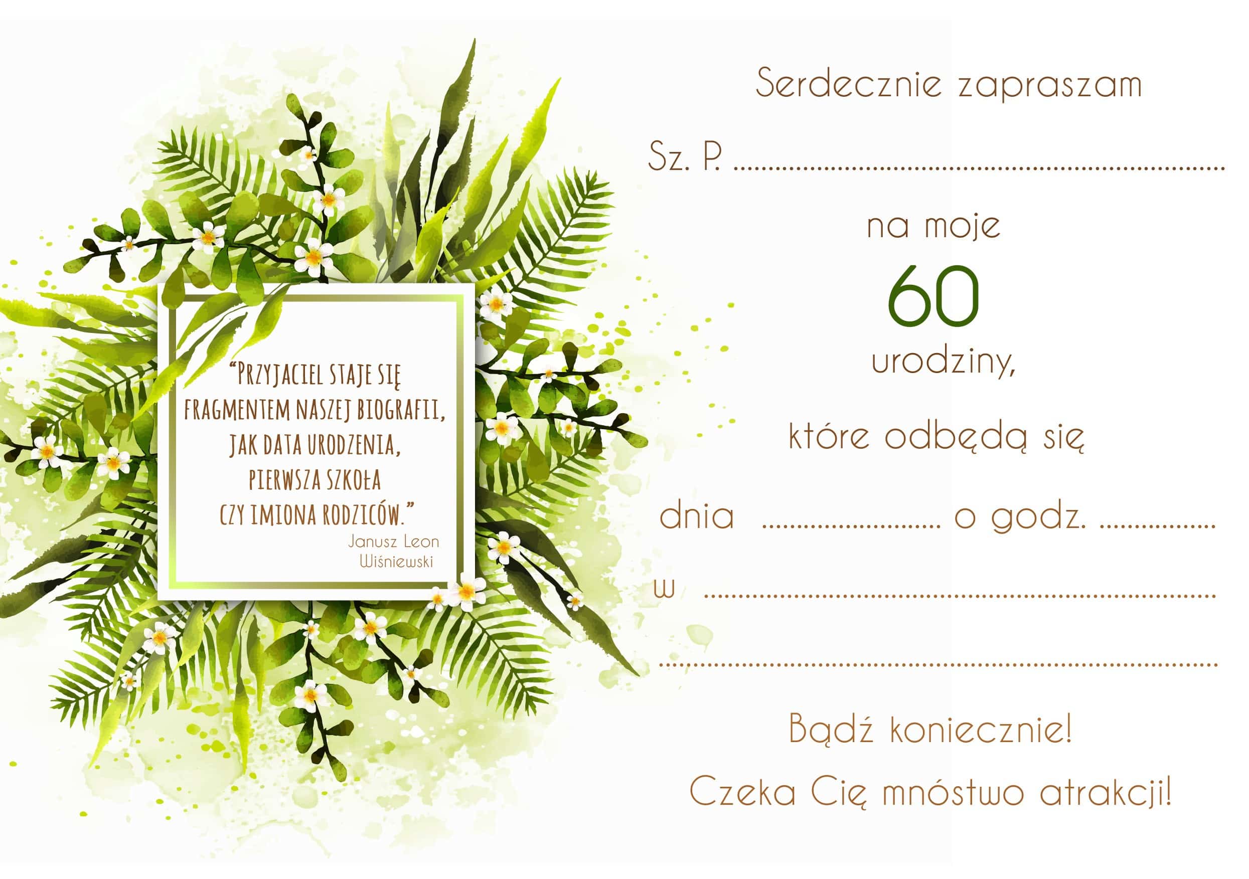 Zaproszenie na 60 urodziny LUX