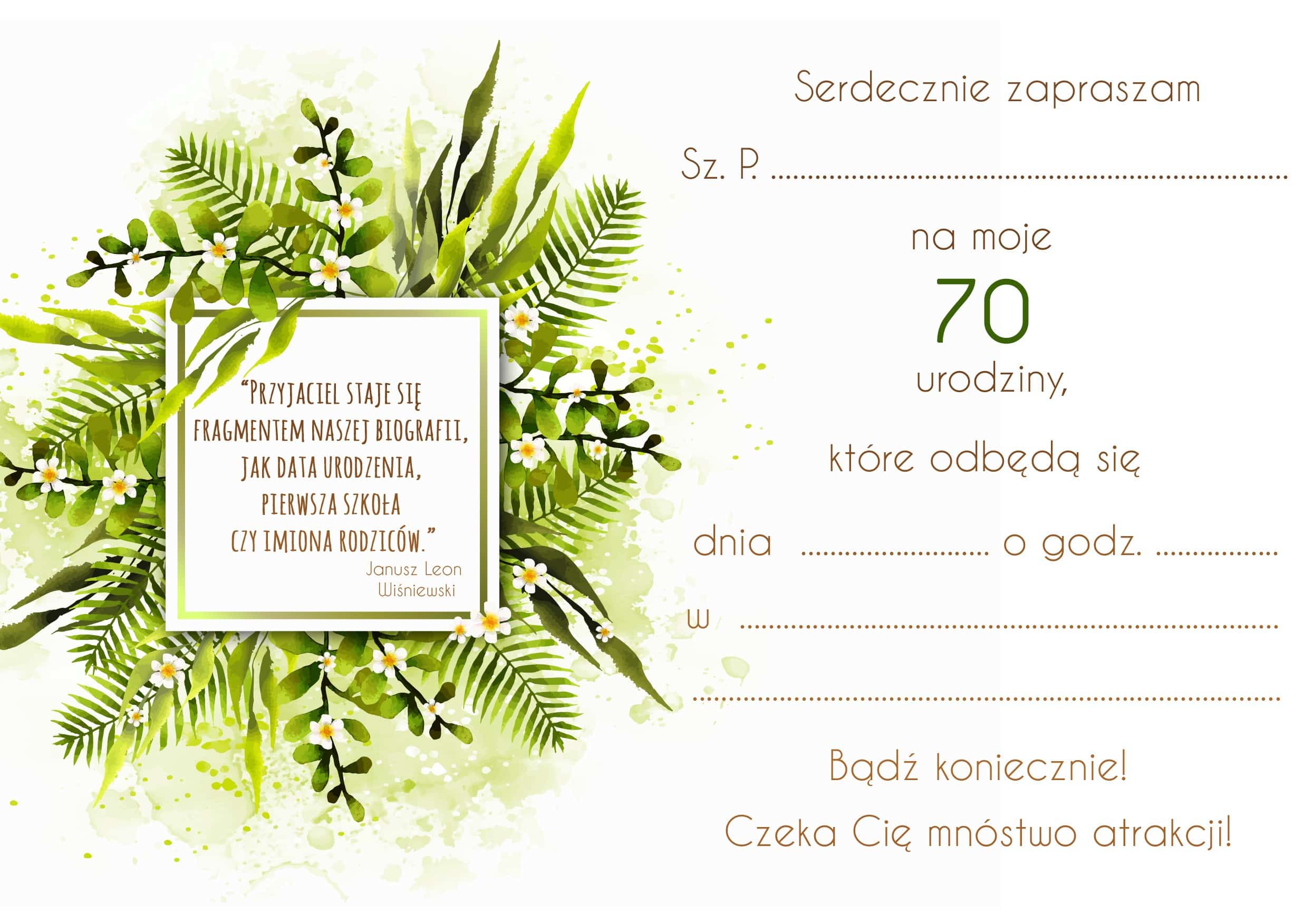 Zaproszenie na 70 urodziny LUX