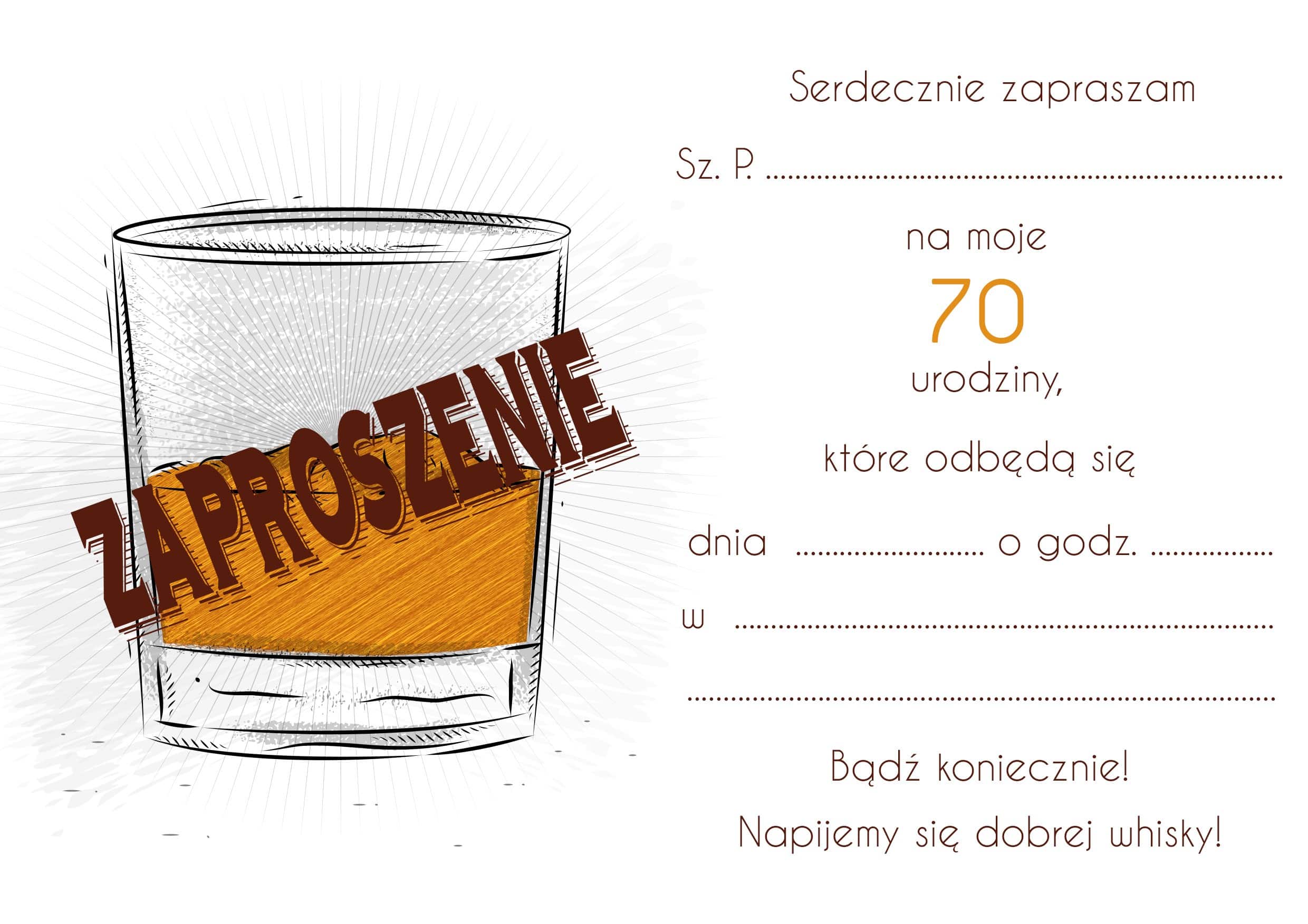 Zaproszenie na 70 urodziny Scottish Whisky