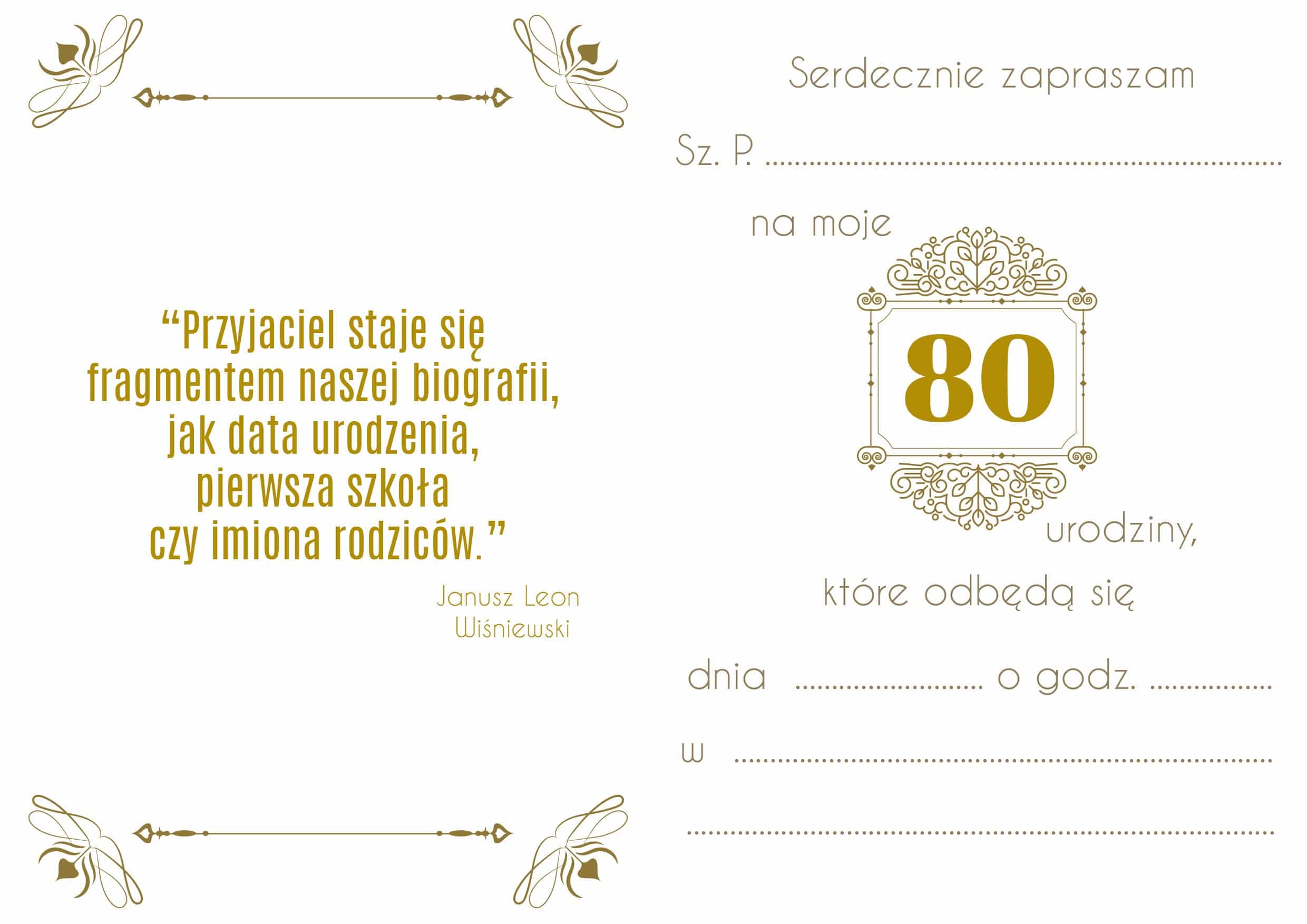Zaproszenie na 80-te urodziny Gatsby