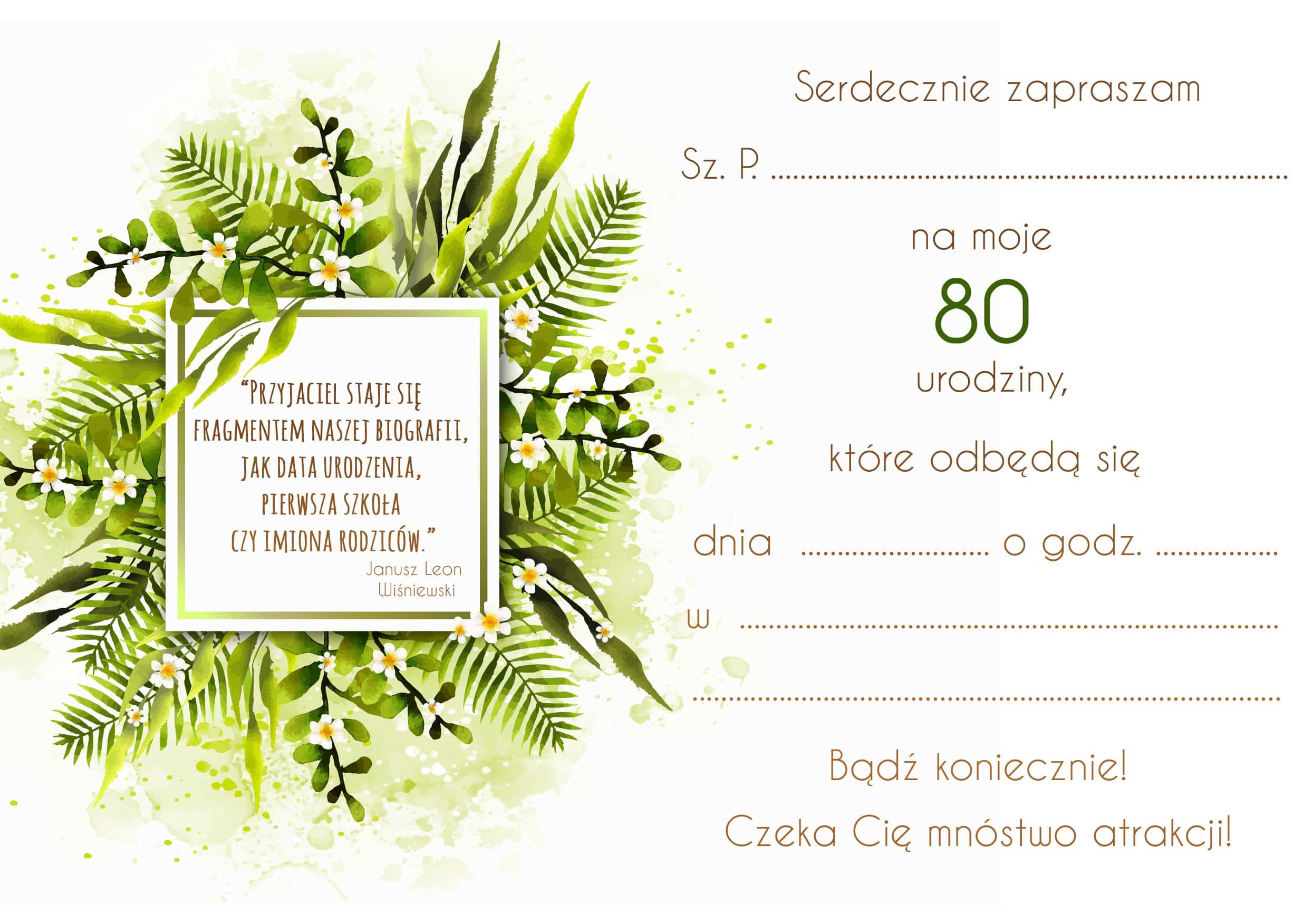 Zaproszenie na 80 urodziny LUX