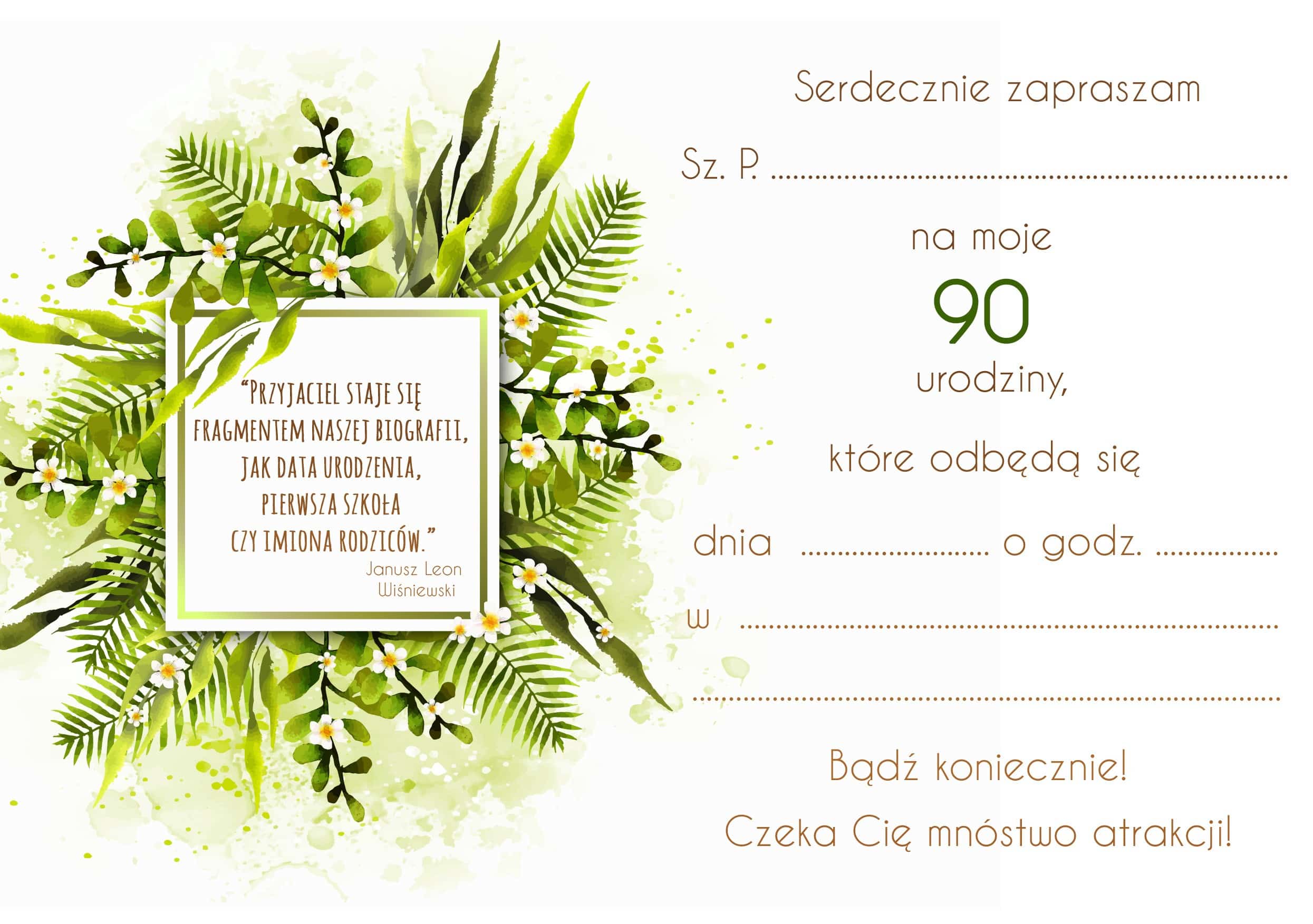Zaproszenie na 90 urodziny LUX