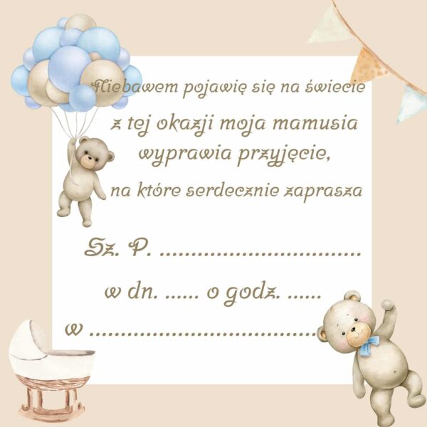 Zaproszenie na Baby Shower Balonik