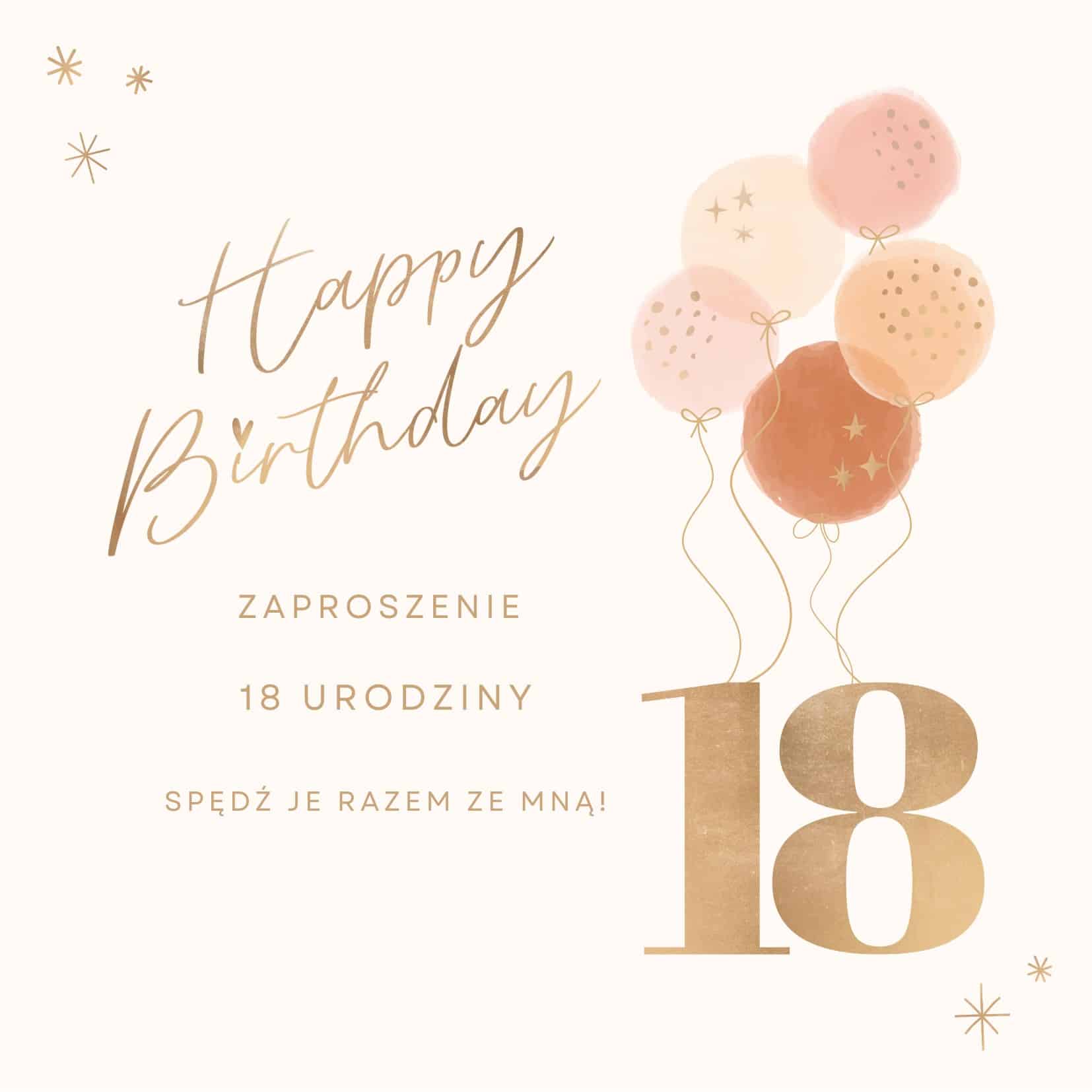 Zaproszenie na Osiemnaste Urodziny Balony