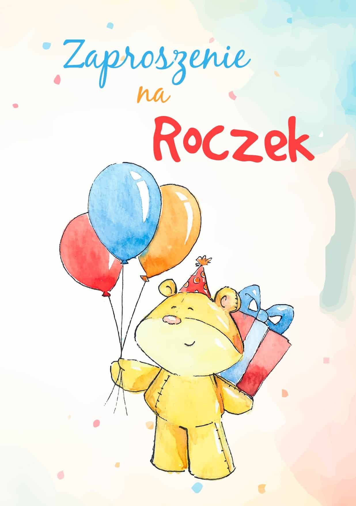 Zaproszenie na roczek Balonowy Misio 