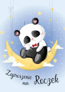Zaproszenie na roczek Księżycowa Panda