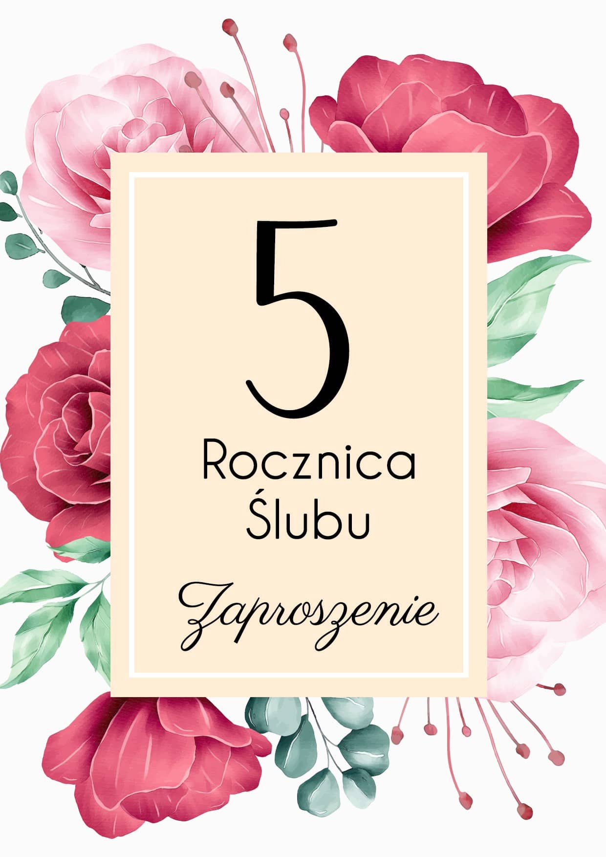 Zaproszenie na rocznicę ślubu Różane Gody