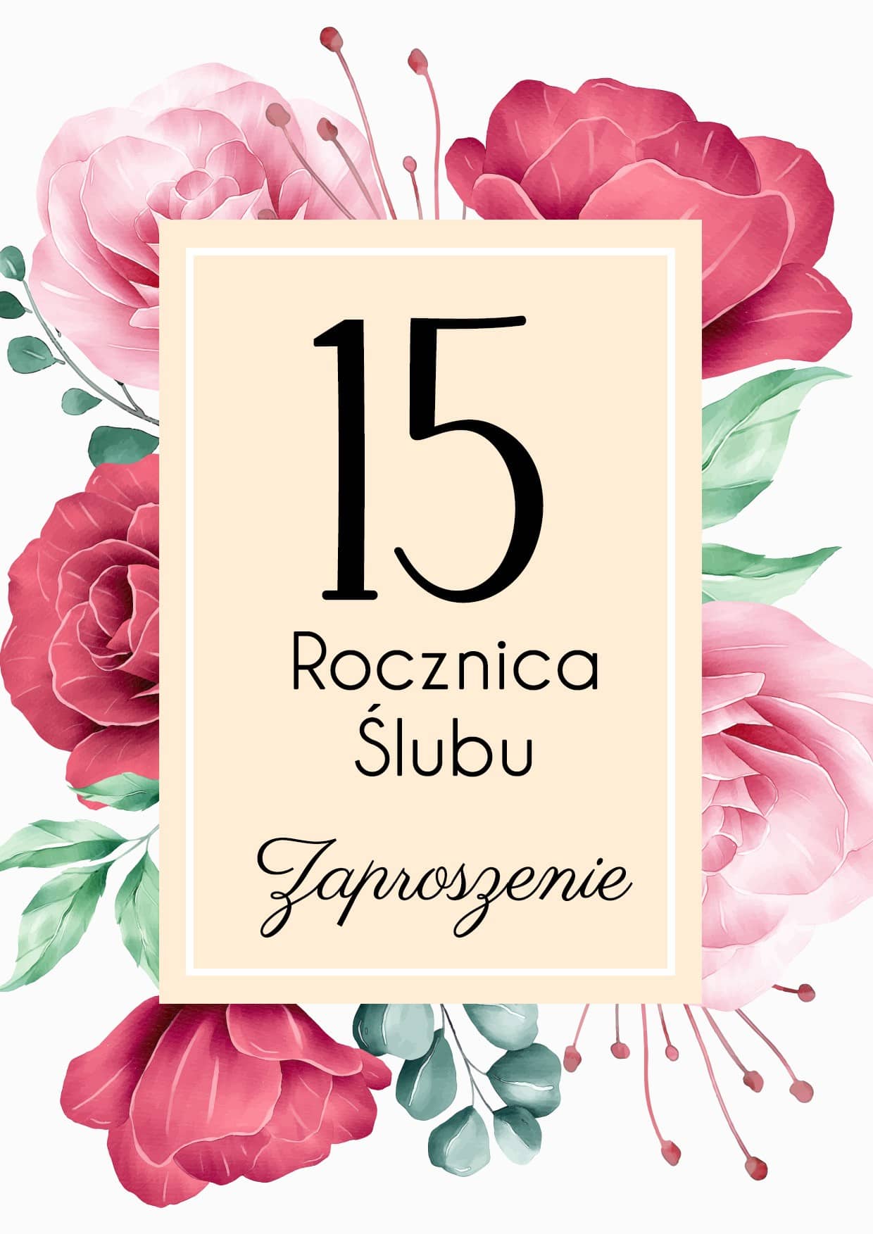 Zaproszenie na rocznicę ślubu Różane Gody