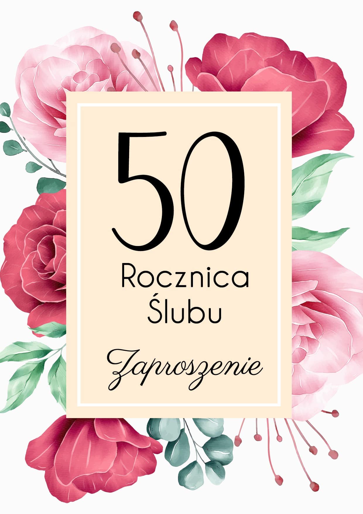 Zaproszenie na rocznicę ślubu Różane Gody