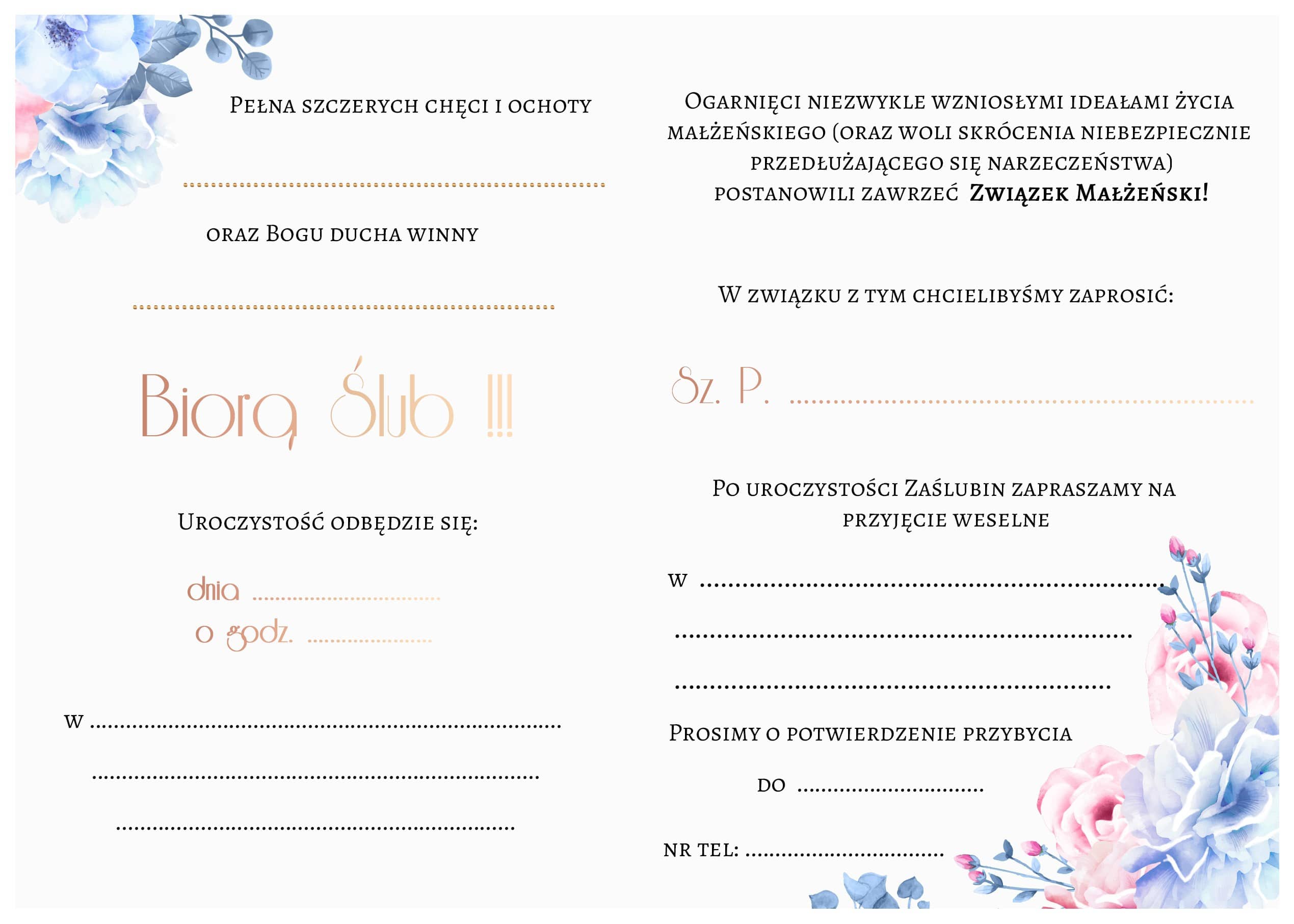 Zaproszenie na ślub Rosie