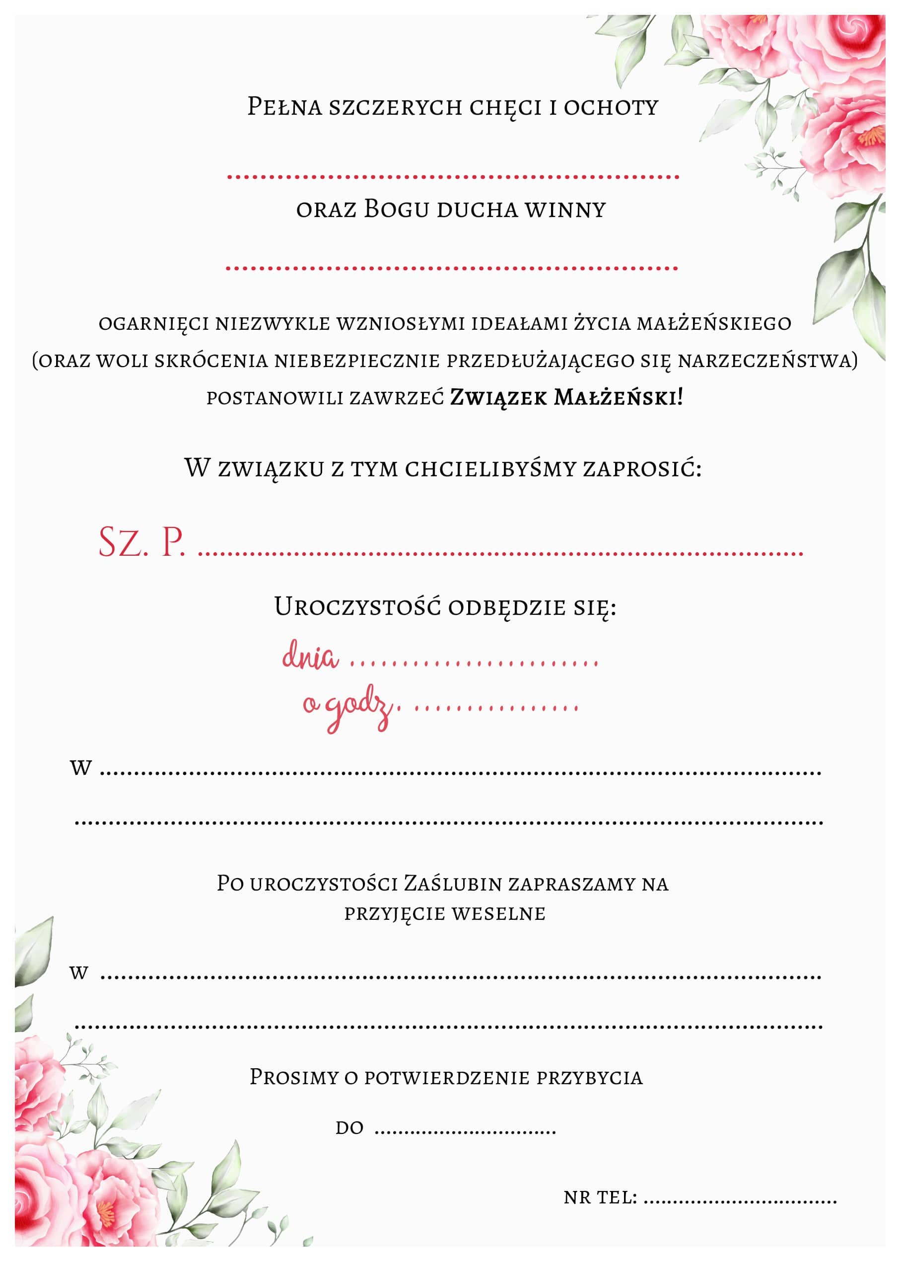 Zaproszenie na ślub Różany Las